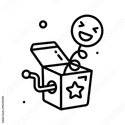 Trendy line icon showing prank box with jumping surprise toy