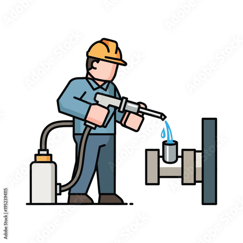 Plumber using specialized equipment for pipe repair.