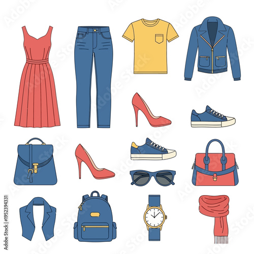 Fashion Collection: Casual & Dressy Outfits with Accessories, Shoes, and Bags
