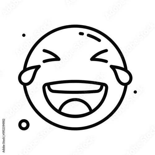 A modern line icon of funny laughing emoji face