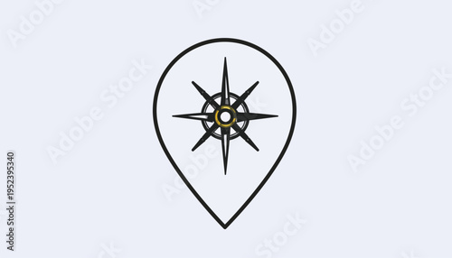 A navigational compass icon embedded within a map pin marker, symbolizing location and direction