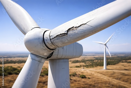 Damaged Wind Turbine Blade Crack Maintenance Issue Renewable Energy Infrastructure