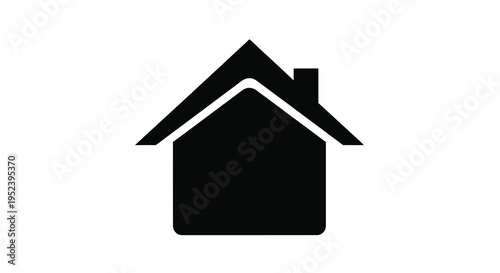 Simple black house icon with a chimney minimalist silhouette