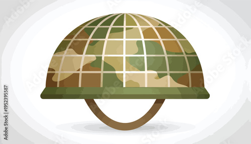 Camouflage military helmet, a symbol of protection and defense in wartime