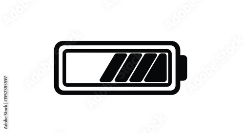 Low battery indicator icon approximately fifty percent full silhouette