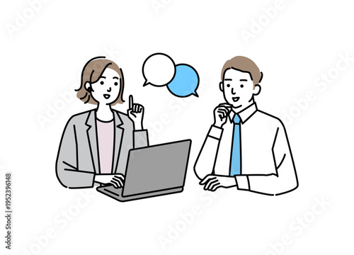 ビジネスシーン　若い男女