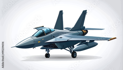 Dynamic vector illustration of a sophisticated combat aircraft, showcasing its powerful design, readiness for high-speed flight, and advanced military capabilities against a clean background