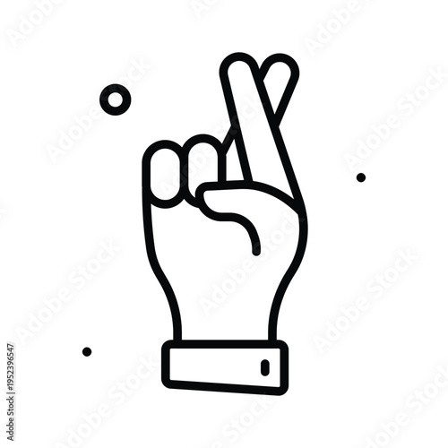 Premium line icon showing crossing fingers luck gesture