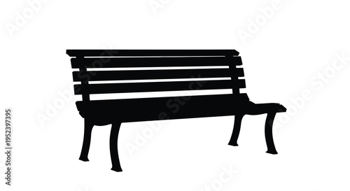 A black silhouette of a park bench against a white background silhouette