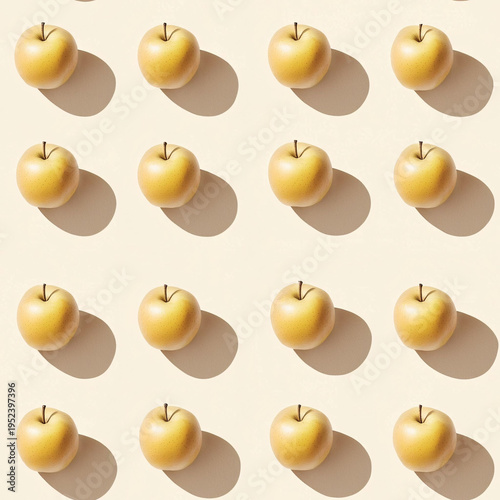 Seamless minimal fruit pattern featuring equal apples light background graphic design aesthetic modern