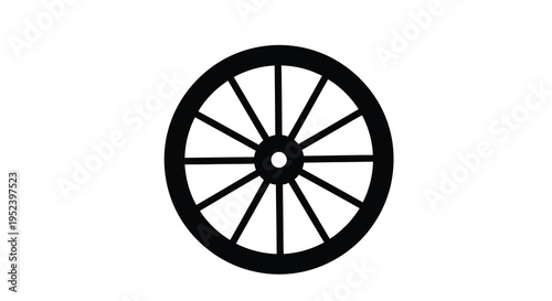 A simple black wagon wheel design presented as a silhouette