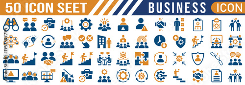 Business set fifty orange blue