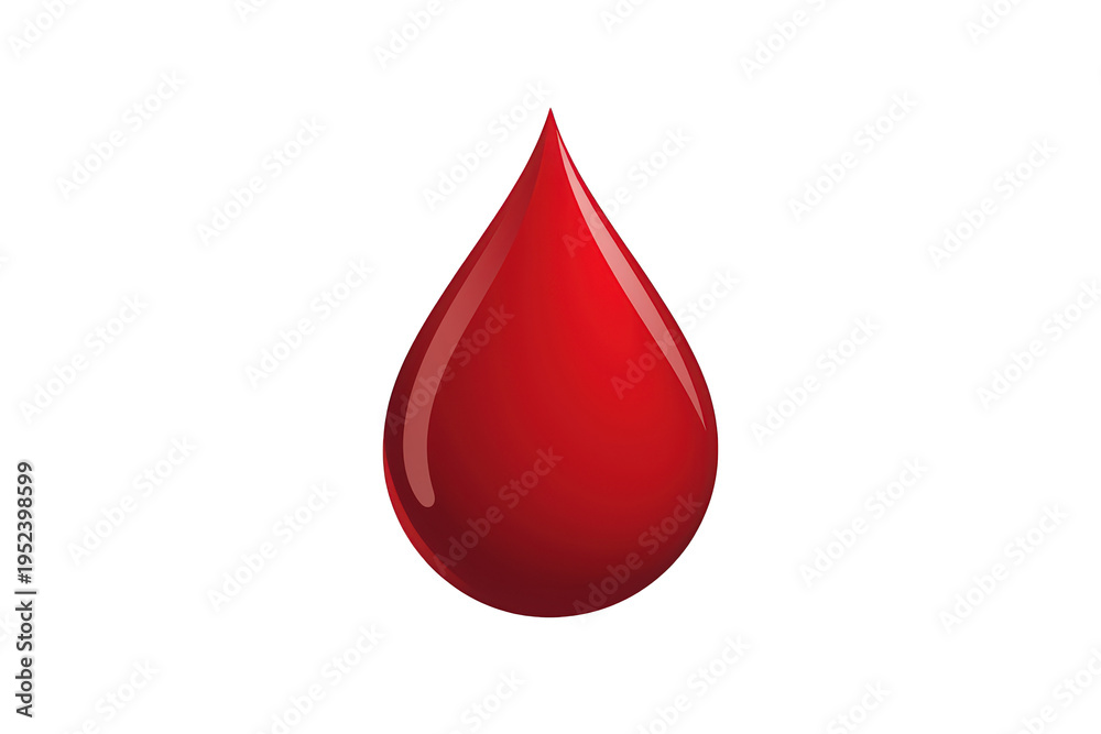 Fototapeta premium Red blood drop icon representing medical health, donation, life, and urgent vital care, transparent background