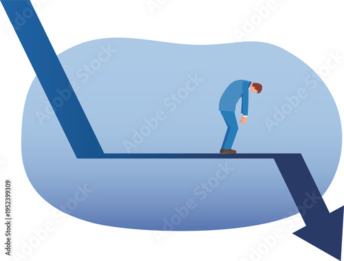 下降矢印と男性