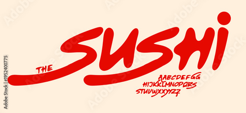 Ink Melt Font Logo Alphabet Brushstroke Handwritten Letter Set Calligraphic Typography. Oriental Typographic Design for Manga Title Text, Poster Headline, Asian Restaurant Logotype. Vector Typeface