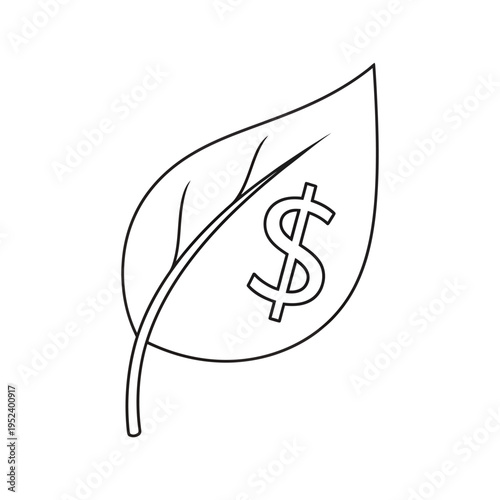 Dollar sign on leaf, symbolizing financial growth and eco-friendly business concept
