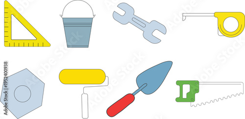 Set of 8 construction tools icons vector