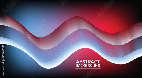 Abstract Wave Background with Red and Blue Gradient Linear Flow and Smooth Dynamic Curves