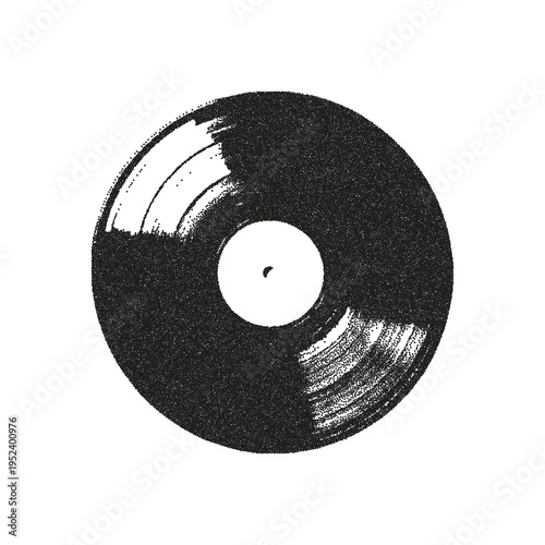 Vinyl record element with photocopy effect. Vector illustration on an isolated background.