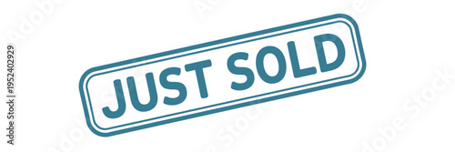 A teal just sold stamp isolated on a white background