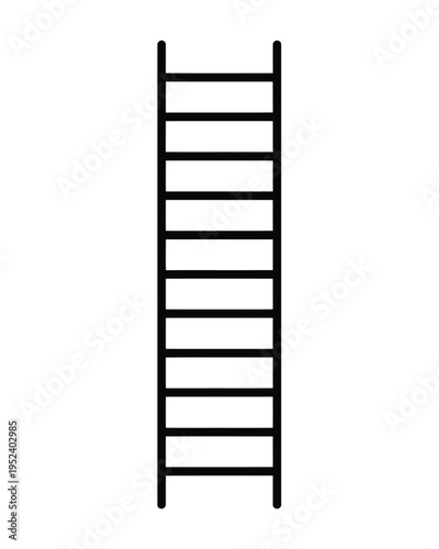 A simple black and white illustration of a vertical ladder with evenly spaced rungs