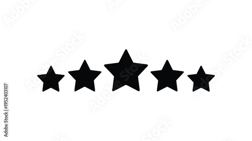 Five black stars arranged horizontally representing a rating or review