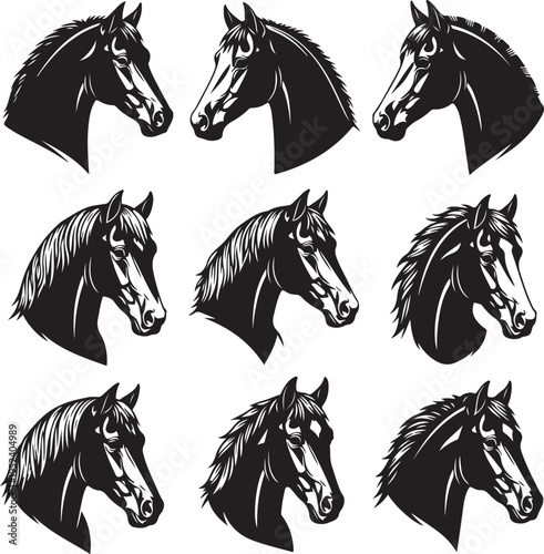 Horse head vector silhouettes