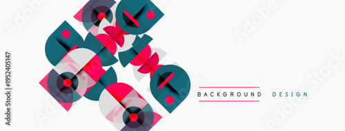 Abstract geometric shapes overlap, creating dynamic visual effect. Minimalist design with cool color palette. Clean background enhances composition.