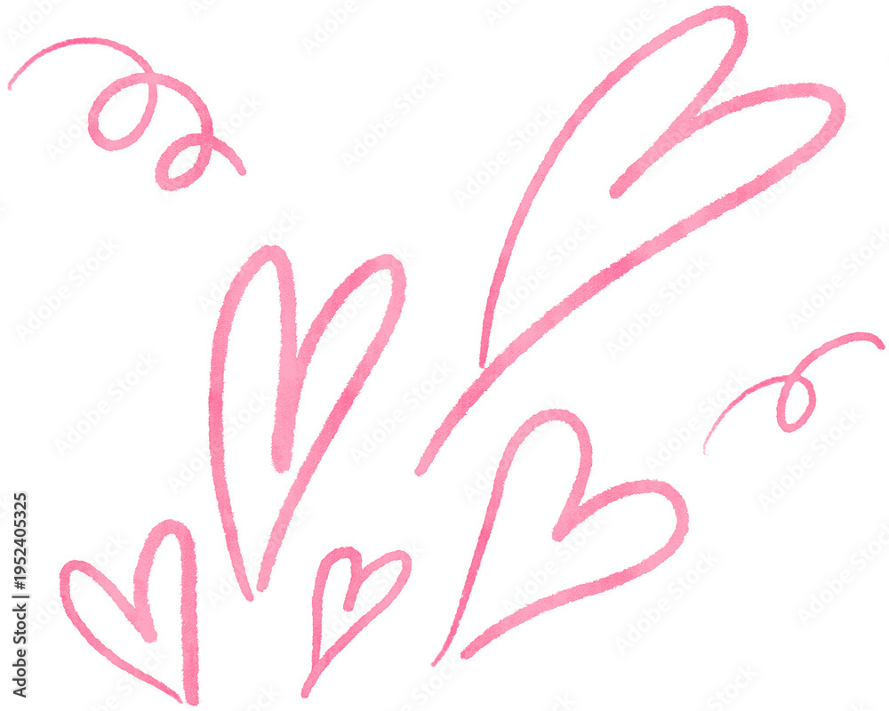Obraz premium Pink Heart Hand Drawn Design Element, Doodle, Marker Textured