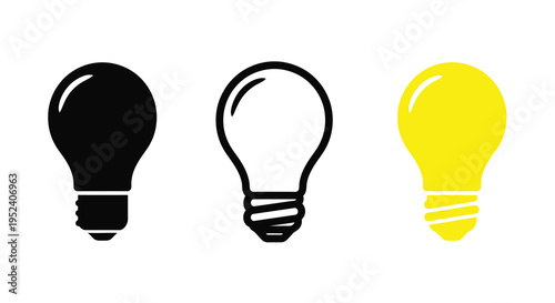 Three lightbulbs in varying colors a bold graphic silhouette