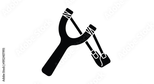 A black silhouette of a classic slingshot simple and iconic silhouette