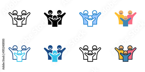 Party guests icons set multiple style collection. Editable stroke 
