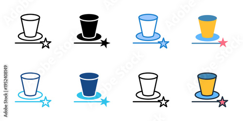 Entertainer icons set multiple style collection. Editable stroke 
