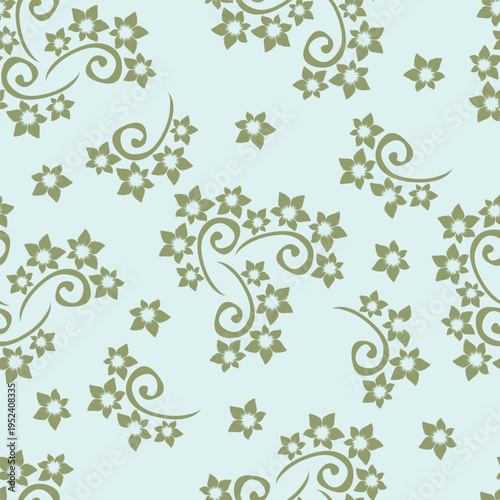 Seamless floral pattern, decorative ditsy print with gentle spring garden, wild plants. Cute botanical design with small hand drawn flowers, leaves, branches, herbs. Vector illustration.
