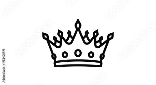 Simple black and white illustration of a regal crown silhouette