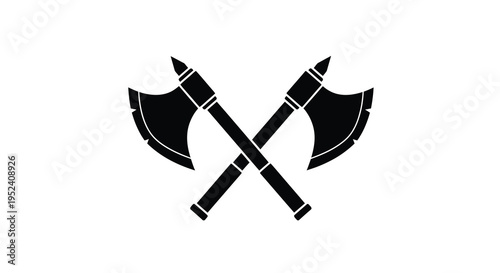 Two crossed battle axes depicted as a striking black silhouette