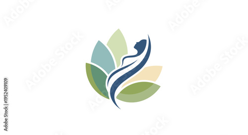 Stylized logo featuring a pregnant woman silhouette gracefully integrated into a multi-colored lotus flower design, symbolizing maternity, wellness, and natural beauty.