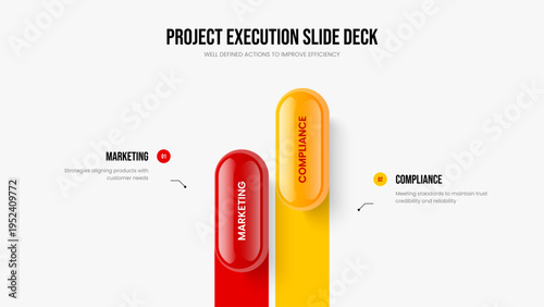 Service Profile Two Element Infographic Slideshow Design. Sales Introduction 2 Step Diagram Presentation Template. Visual Analysis Frame Layout Vector Illustration.
