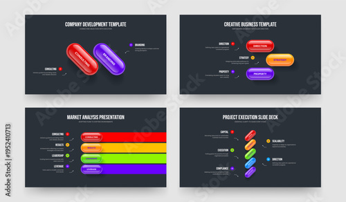Service Plan 2 3 4 5 Option Diagram Slideshow Layout Collection. Modern Overview Two Three Four Five Step Infographic Frame Template Vector Illustration Bundle.