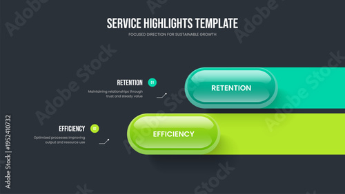 Sales Innovation Frame Template Vector Illustration. Marketing Solution Two Step Diagram Slide Layout. Creative Development 2 Option Infographic Presentation Design.
