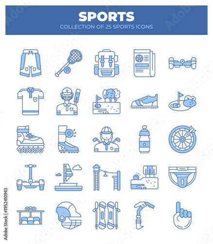 Collection of 25 Sports Icons. Ultimate Guide to Summer and Winter Sports