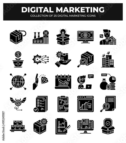 Collection of 25 Digital Marketing Icons: Boost Your Brand with Strategic Visuals