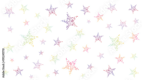 multicolor halftone star shapes featuring scattered dotted forms on light background creating modern abstract festive pattern for creative surface design