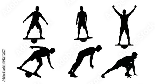 Silhouette of a person balancing and performing tricks on a one-wheel electric skateboard