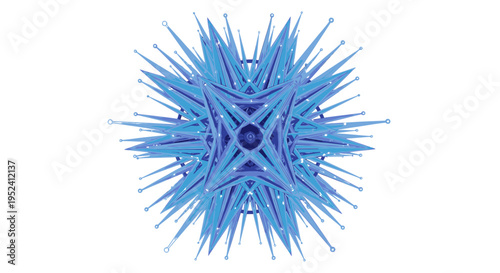 Abstract Blue Spiky Sphere Geometric Design