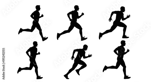 Silhouette of a Runner in Motion: Six Poses of Athleticism and Speed