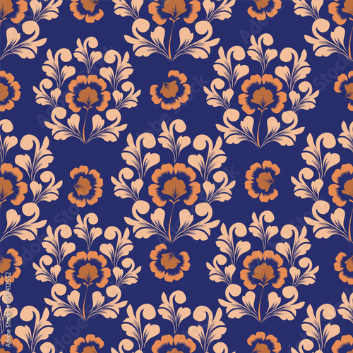 abstract a solid multicolor small and big flower mixed vector pattern arrangement with medium color, all over vector design with white background illustration digital