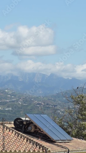 Solar panels on a house. 4K Vertical