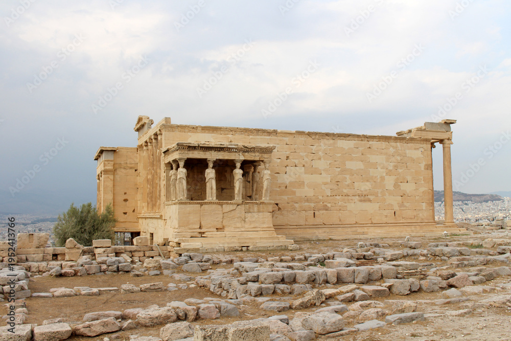 Fototapeta premium Erechtheion temple stone ruins August 2024 Ancient greek architecture Acropolis Athens