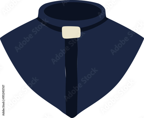 Cleric collar, priest religious black uniform neck garment. Church catholic pastor clothing apparel. Clerical minister spiritual preacher vestment, orthodox chaplain shirt. Cleric collar collection
